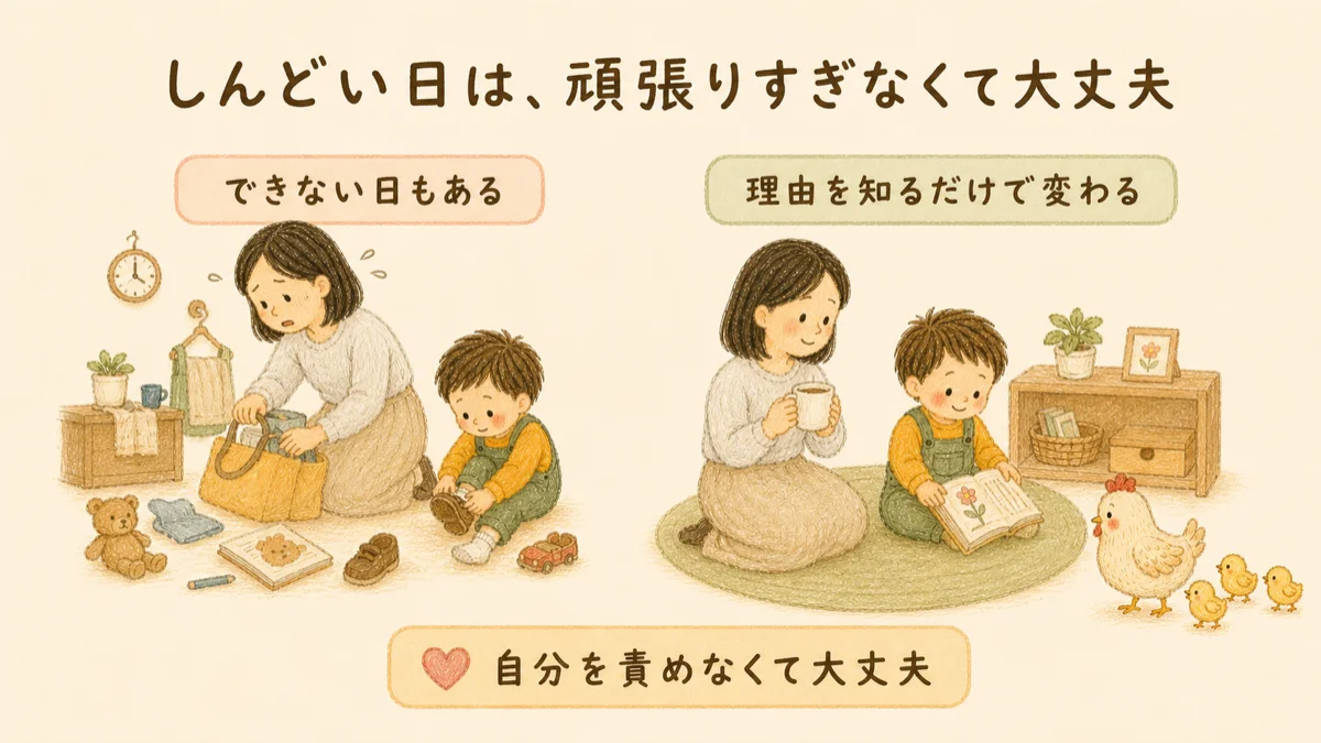 しんどい日は頑張りすぎなくて大丈夫。できない日もあり、理由を知るだけで受け止め方は変わる